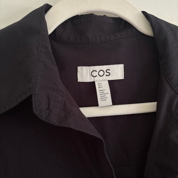COS Oversized Shirt Dress Cotton Poplin Dark Navy Blue Black Size 2 - Picture 4 of 6